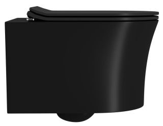 Подвесной унитаз Point Вега PN41711BM безободковый чёрный матовый Подвесной унитаз Point Вега PN41711BM безободковый чёрный матовый