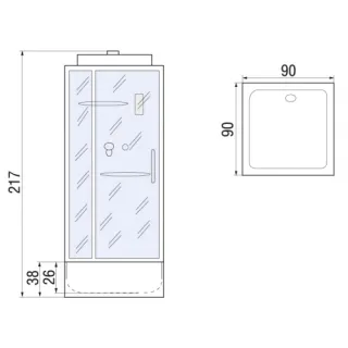Душевая кабина River TANA 90/38 90x90 см