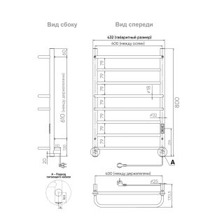 Полотенцесушитель электрический Indigo Europe Lux LELLE80-40BRRt 80x40 см чёрный муар