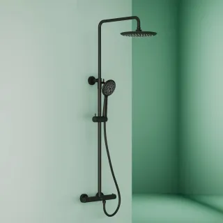 Душевая стойка Sancos Game SC3002MB с термостатом чёрный матовый