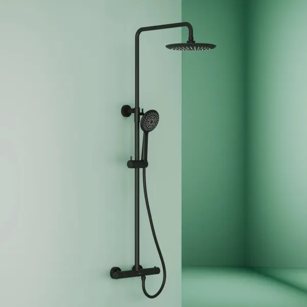 Душевая стойка Sancos Game SC3002MB с термостатом чёрный матовый