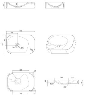 Раковина Armadi Art накладная COLIBRI Corian 480*320*100 White Glossy белый матовый