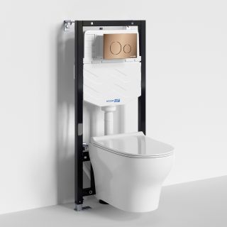 Система инсталляции с унитазом WasserKRAFT Aller 10TLT.010.ME.RG02.H001 кнопка смыва розовое золото