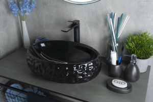 Раковина Gid 9030bf 52232 накладная черная глянцевая 48x34x15