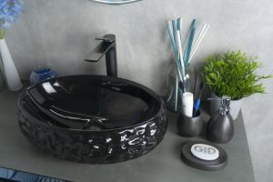 Раковина Gid 9030bf 52232 накладная черная глянцевая 48x34x15