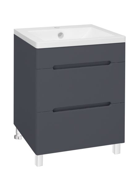 Тумба Runo Парма 60 2 ящика графит под умывальник Omega 60 (00-00001454)