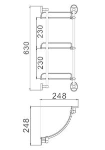 Полка стеклянная угловая Haiba HB1907-3 хром