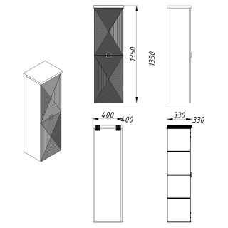 Пенал подвесной Azario Zena CS00096930 40 см левосторонний белый глянец