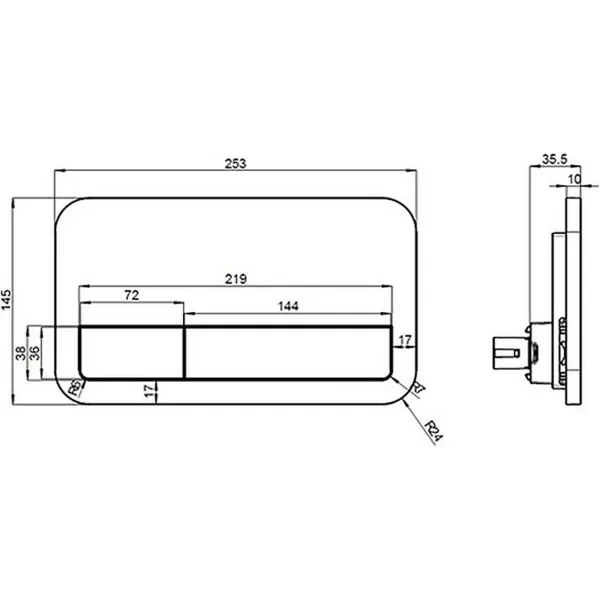 Клавиша смыва Villeroy&Boch ViConnect 00281566 чёрный матовый