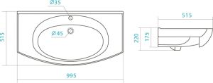 Мебельная раковина Santek Энигма 100см белый 1WH207777