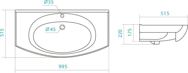 Мебельная раковина Santek Энигма 100см белый 1WH207777