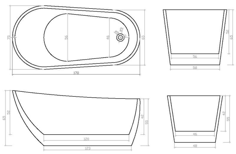 Акриловая ванна Cerutti SPA Viva CT9127 отдельностоящая 170x75см