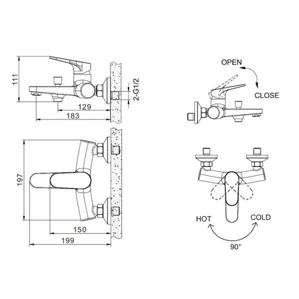 Смеситель Bravat Eler F6191238CP-01-RUS для ванны с душем Смеситель Bravat Eler F6191238CP-01-RUS для ванны с душем