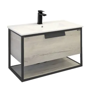 Тумба под раковину Comforty Бонн 00-00011781 с раковиной 91см цвет дуб дымчатый