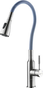 Смеситель для кухни Lemark Expert LM5082S-Gray с гибким поворотным изливом хром/серый
