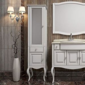 Шкаф-колонна Opadiris Лаура 44 L Z0000012756 Белый матовый ручки Swarovski Хром