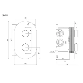 Встраиваемый смеситель-термостат на 3 источника AQUAme Siena AQM8806BG золото брашированное
