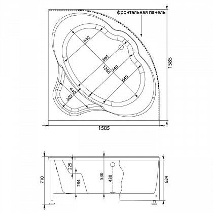 Карниз для ванны Aquanet Santiago 160х160 полукруглый