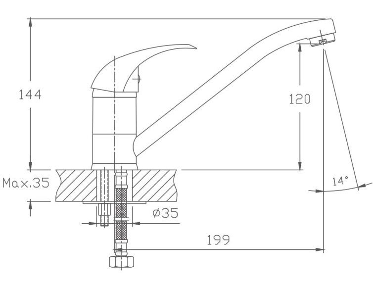 Смеситель для кухни Haiba HB4815 хром