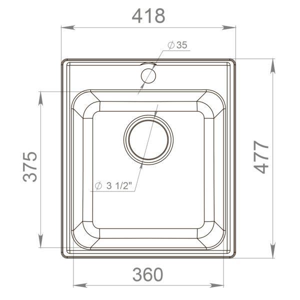 Мойка кухонная Reflexion Quadra 43-GR RF0243GR серый