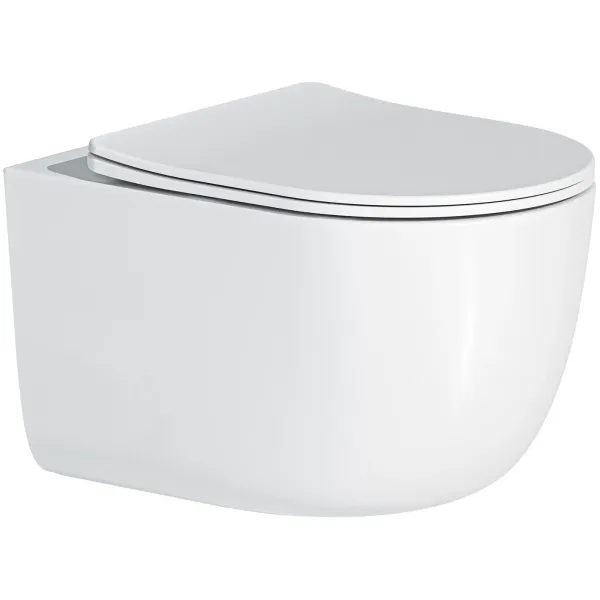 Унитаз подвесной ArtMax Napoli AM100CHRV безободковый с вихревым смывом и сиденьем микролифт белый