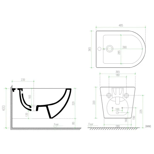 Подвесное биде ArtMax Ovale AM011BH белый