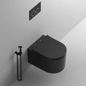 Подвесной унитаз Cerutti SPA Tanaro Aria MB CT9238 безободковый чёрный матовый
