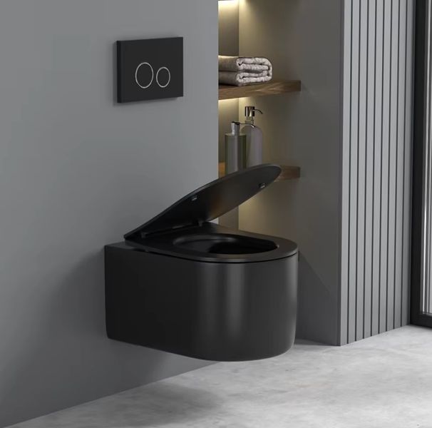 Подвесной унитаз Cerutti SPA Tanaro Aria MB CT9238 безободковый чёрный матовый