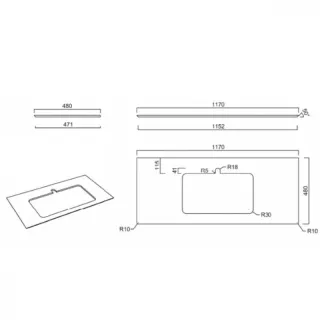 Столешница Kerama Marazzi Plaza Фондамента PL2.DL500920R\100 100 см серый Столешница Kerama Marazzi Plaza Фондамента PL2.DL500920R\100 100 см серый