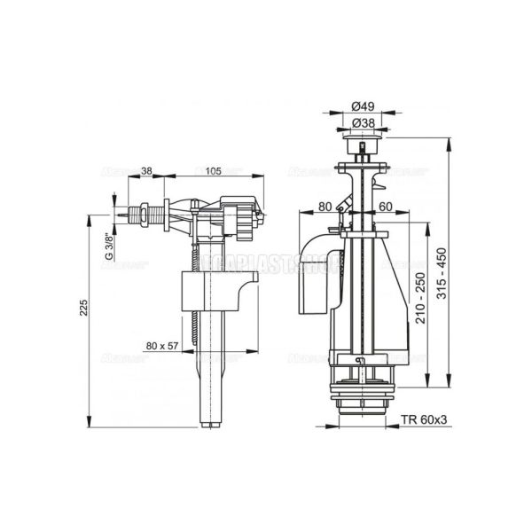 Выпускной комплект с двойной кнопкой AlcaPlast SA08SK 3/8" CHROM Выпускной комплект с двойной кнопкой AlcaPlast SA08SK 3/8" CHROM