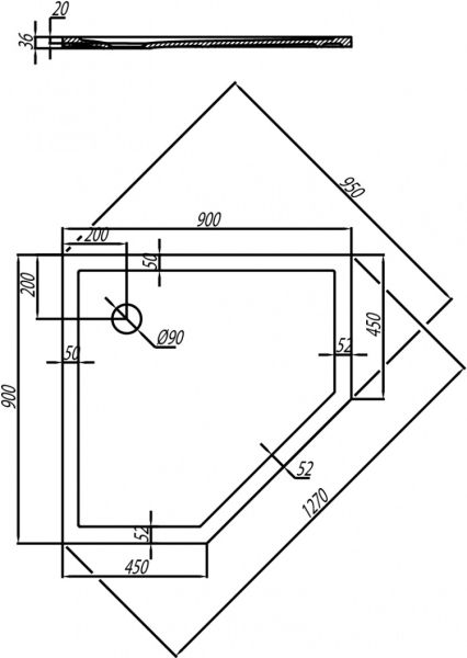 Поддон Акватон Калифорния 90x90см белый 1A714836CA010 Поддон Акватон Калифорния 90x90см белый 1A714836CA010