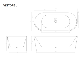 Акриловая ванна Cerutti SPA VETTORE L CT9345 170x75см