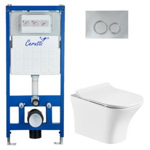 Комплект Cerutti SPA инсталляция CR555 подвесной безободковый унитаз Vettore Aria CT7190 кнопка смыва CR05CH