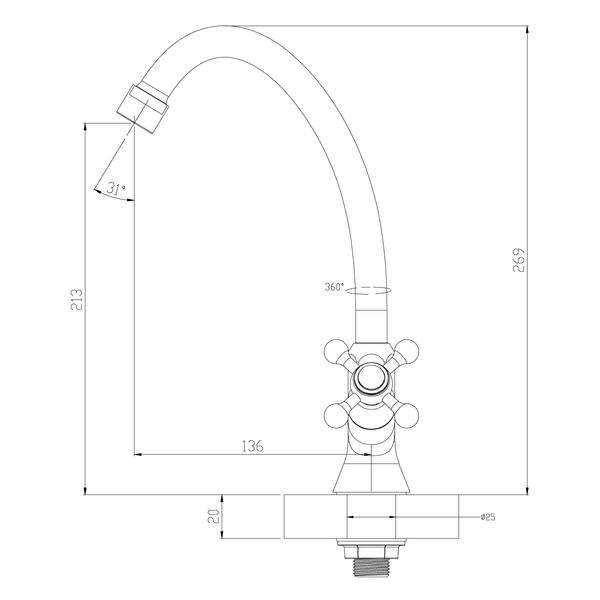 Кран для холодной воды Decoroom хром DR49010
