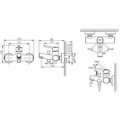 Смеситель Bravat Palace F6172217CP-01-RUS для ванны с душем Смеситель Bravat Palace F6172217CP-01-RUS для ванны с душем