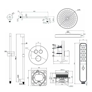 Душевой комплект с термостатом AQUAme AQM8401MB чёрный матовый