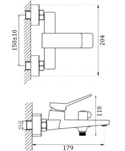 Смеситель для ванны Haiba HB60818 хром