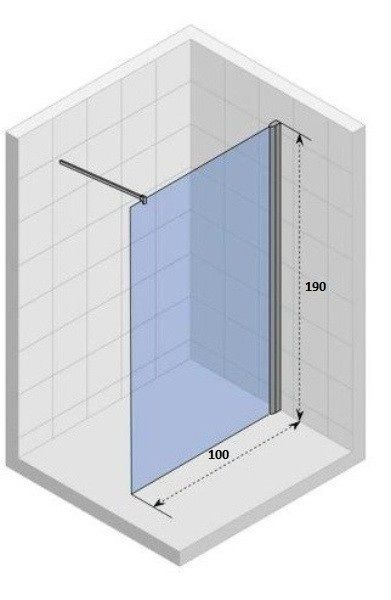Душевая перегородка Parly T100G 100см чёрный