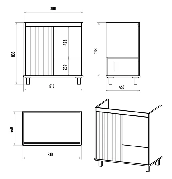 Напольная тумба под раковину Brevita Risacca Pistachio 80 УТ000026420 фисташковый