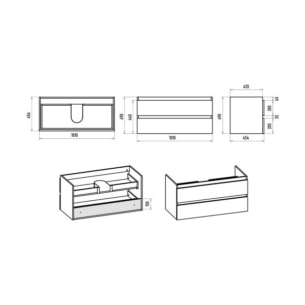 Подвесная тумба под раковину Brevita Victory 105 УТ000025791 серый