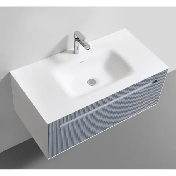 Тумба с раковиной Black&White Universe 9201000 100 см молочный белый матовый/цемент серый матовый