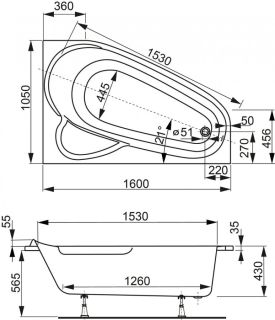 Акриловая ванна VagnerPlast Selena VPBA163SEL3LX-04 левая 160x105см белый Акриловая ванна VagnerPlast Selena VPBA163SEL3LX-04 левая 160x105см белый