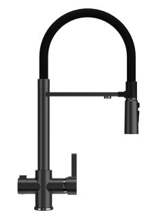 Смеситель для кухни Ulgran Classic U-026 черный матовый с высоким гибким изливом Смеситель для кухни Ulgran Classic U-026 черный матовый с высоким гибким изливом