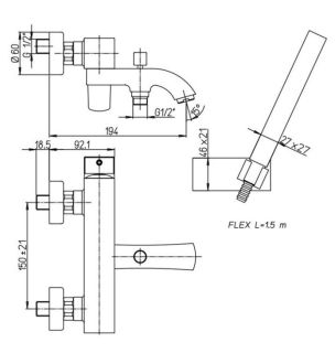 Смеситель для ванны Paini Lady 89YO105KM чёрный