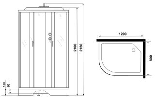 Душевая кабина Niagara NG-3512-14RP 120x80см серебро/тонированное