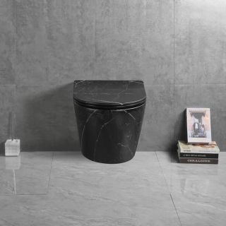 Подвесной унитаз Cerutti SPA Sella Aria Tornado MMB CT9531 безободковый матовый чёрный мрамор