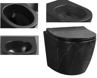 Подвесной унитаз Cerutti SPA Sella Aria Tornado MMB CT9531 безободковый матовый чёрный мрамор