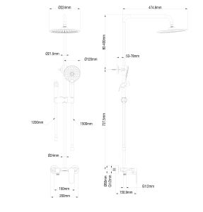Душевая стойка Wonzon & Woghand WW-A30874-CR хром