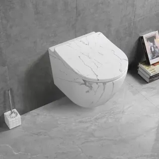 Унитаз подвесной Ceruttispa Sella Aria Tornado CT9532 безободковый белый мрамор матовый