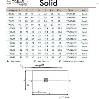 Душевой поддон Starohome Solid 1237469 100x80см белый матовый